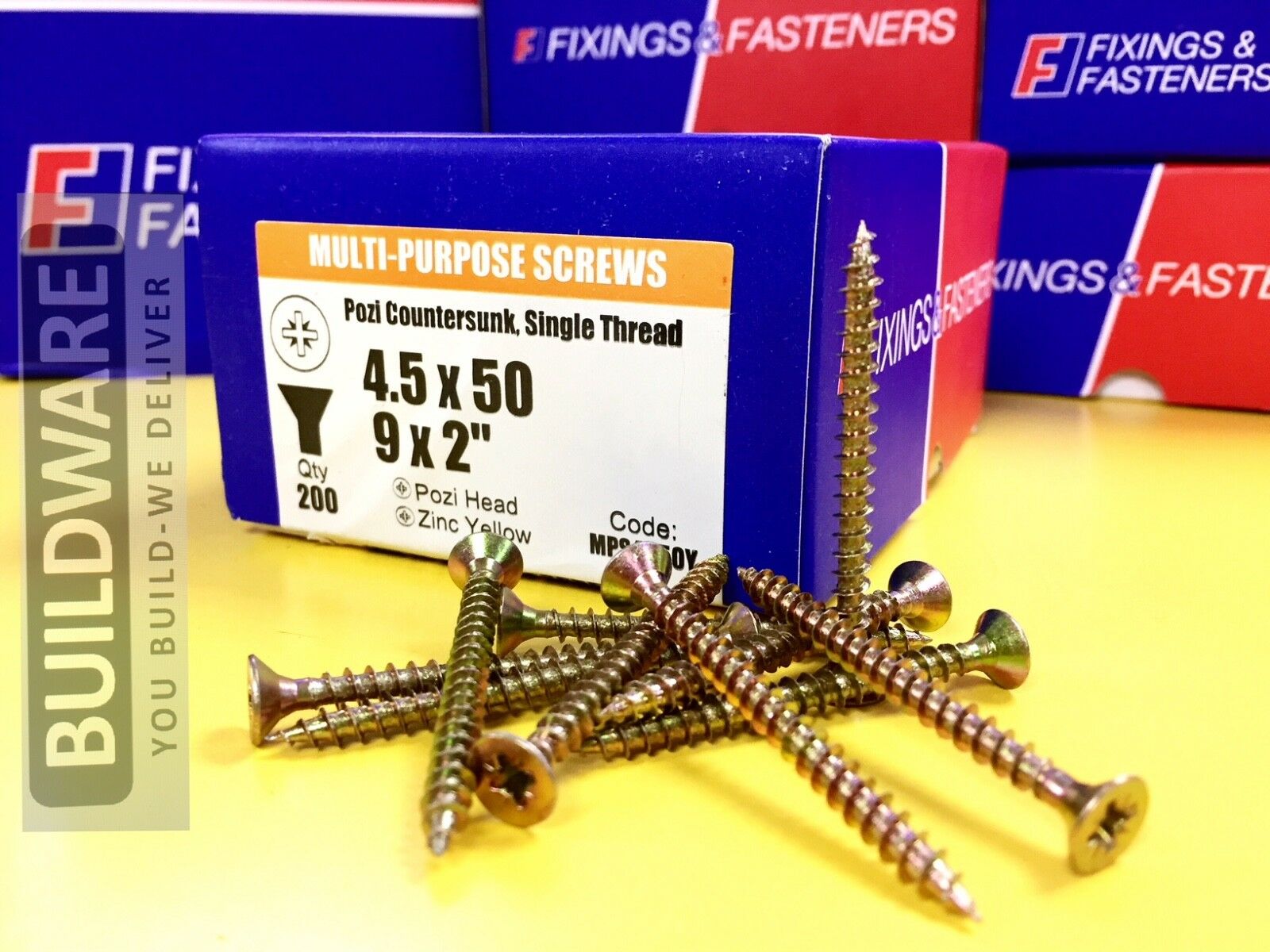 Golden Pozi Countersunk Wood Screws – Multi-Purpose, Assorted Sizes, New